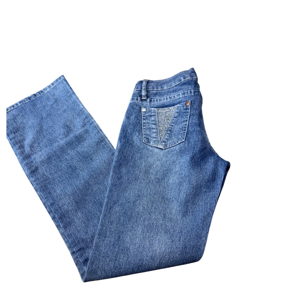One Tuff Babe Jeans Embellished Denim Blue Size 3/4 Y2K Western Boho Sparkle